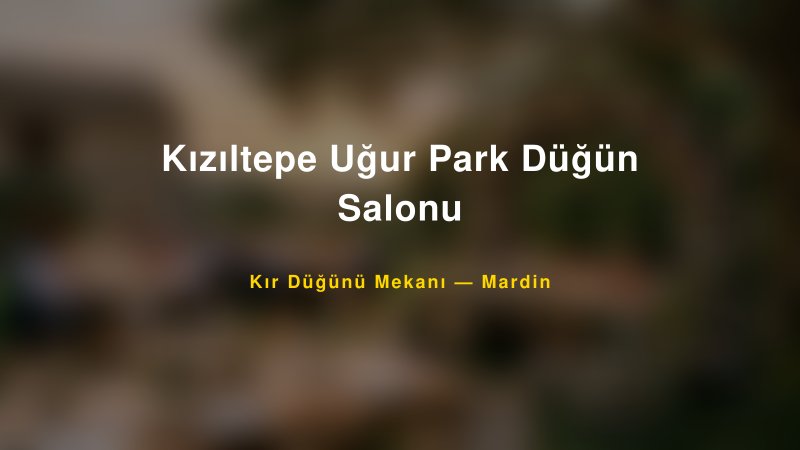 Kızıltepe Uğur Park Düğün Salonu Mardin Kır Düğünü Mekanı