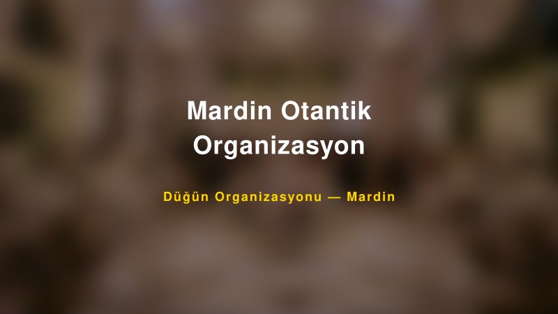 Mardin Otantik Organizasyon — Mardin Kır Düğünü Mekanı Rehberi
